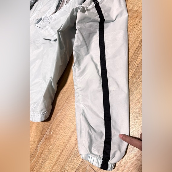 Vintage 90’s Nike Blue black stripe hood zip up windbreaker jacket coat Lined L - Picture 7 of 11